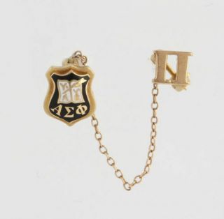 Alpha Sigma Phi Sweetheart Badge - 14k & 10k Yellow Gold Pi Guard Small Pin Fine