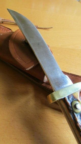 PUMA - TRAPPER ' S COMPANION No.  6385 Stag Handle Knife w/ SHEATH circa 1966 2