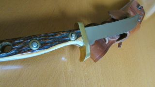 PUMA - TRAPPER ' S COMPANION No.  6385 Stag Handle Knife w/ SHEATH circa 1966 3