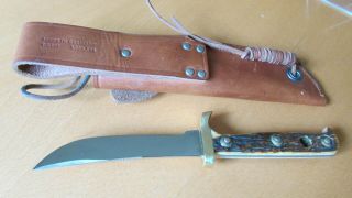 PUMA - TRAPPER ' S COMPANION No.  6385 Stag Handle Knife w/ SHEATH circa 1966 5
