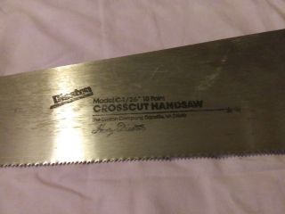 Disston,  26 inch crosscut handsaw,  model C - 1,  10 point.  Made in USA 3