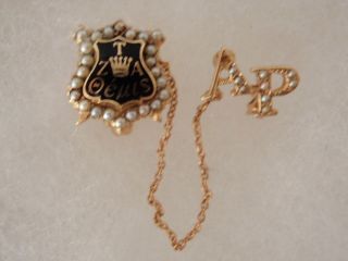 Usa Fraternity Pin Zeta Tau Alpha.  Made In Gold.  W/ Attachment.  1928.  Named.  190
