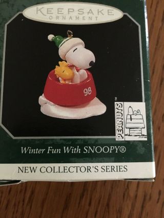 Hallmark Keepsake Ornament Winter Fun With Snoopy 1 In The Miniature Series