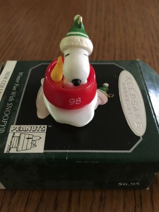 Hallmark Keepsake Ornament Winter Fun With Snoopy 1 In The Miniature Series 3