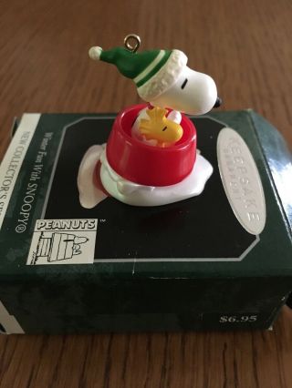 Hallmark Keepsake Ornament Winter Fun With Snoopy 1 In The Miniature Series 4