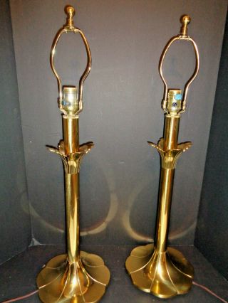 MID CENTURY MODERN STIFFEL TULIP BASE BRASS TABLE LAMPS,  SIGNED 6