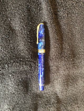 CONWAY STEWART 100 LIMITED EDITION FOUNTAIN PEN IN BLUE WITH 18K GOLD RNG & NIB 2
