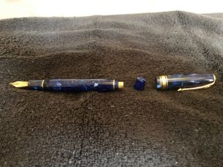CONWAY STEWART 100 LIMITED EDITION FOUNTAIN PEN IN BLUE WITH 18K GOLD RNG & NIB 5