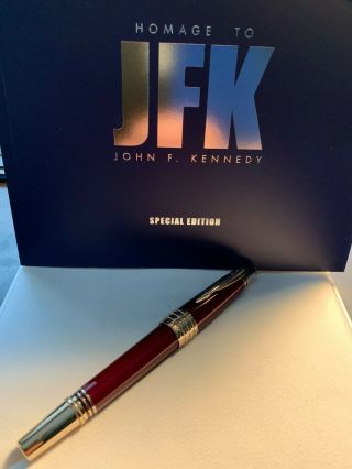 Montblanc Jfk Special Edition Burgundy Fountain Pen 18k Medium Nib