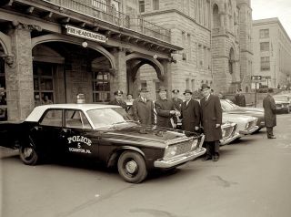 1960s Photo Negative Bubble Top Police Car Fire Dept Headquarters Scranton Pa