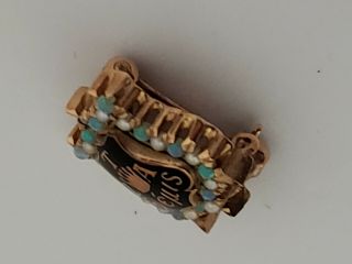 Zeta Tau Alpha Sorority Badge - 10k Gold Seed Pearls,  Opals & Diamond Enamel Pin 2