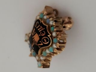 Zeta Tau Alpha Sorority Badge - 10k Gold Seed Pearls,  Opals & Diamond Enamel Pin 5