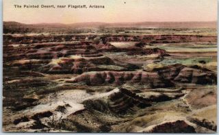 Arizona Postcard " The Painted Desert Near Flagstaff " Hand - Colored Albertype 1928