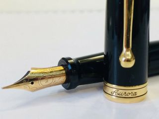 Fountain Pen Aurora 88 Black And Gold Gold Nib 585