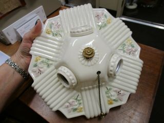 Vintage Porcelain 3 Light Flush Mount Open Bulb Fixture