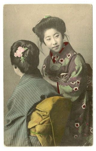 Postcard Real Photo Geisha Girls Japan