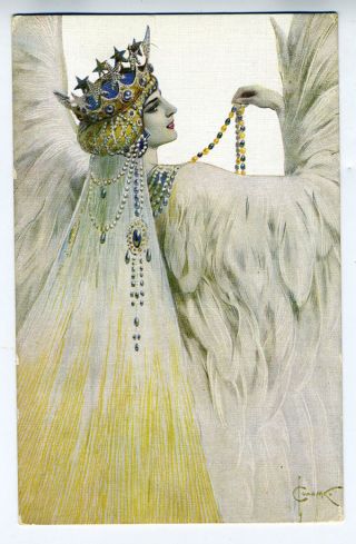 Circa 1920 Russian Artist Signed Postcard Of Royalty