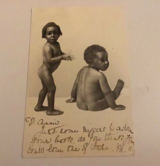 Black Americana Racist Post Card 1904 N Word Message