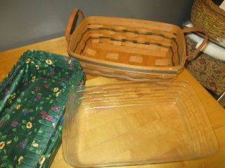 Longaberger 1996 Handmade Basket W/ Leather Handles And Liners Signed Dated