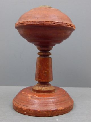 Antique Rare Papier - Mache & Wood Paper Kerosene Oil Lamp Circa Early 1880 