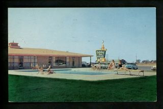 Holiday Inn Motel Hotel Postcard Kansas Ks Great Bend " Hotel On Great Sign " Pool