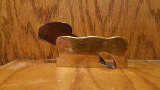 Antique Edward Preston England brass with wood inlay shoulder rabbet Wood Plane 6