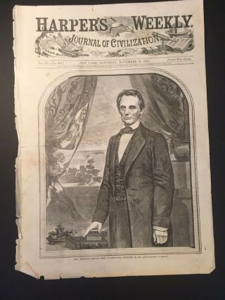 Beardless Abraham Lincoln 1860 Harper’s Weekly Cover Portrait By Winslow Homer