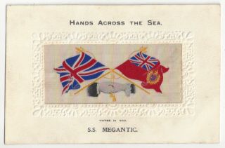 1908 White Star Line S.  S.  Megantic Oceanliner - Woven In Silk Vintage Postcard