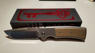 Chaves Knives Ultramar Redencion Drop Point - Titanium W/ Lasered Brass Inlay.