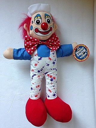 Vtg Barnum Ringling Circus Scary Clown Plush 1990 Tags 16 "