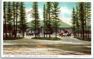 1910s Oregon Short Line Railroad Depot Postcard West Yellowstone Montana