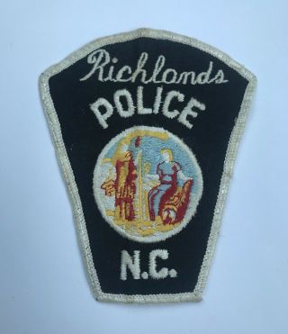 Vintage Richlands Police Department Dept.  Patch Badge Rare North Carolina Nc