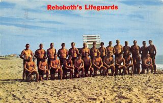 Rehoboth Beach Delaware 1968 Postcard Beach Patrol Lifeguards