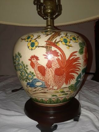 Japanese Ginger Jar,  Rooster,  Chicken,  Lamp.  Hand - Painted,  Frederick Cooper, .