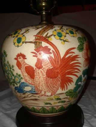 Japanese Ginger Jar,  rooster,  chicken,  Lamp.  Hand - painted,  Frederick Cooper, . 8