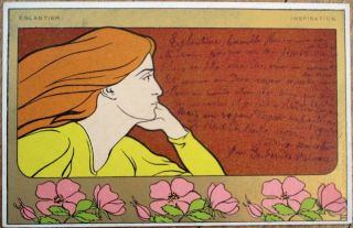 Henri Meunier 1900 Art Nouveau Color Litho Postcard - Eglantier,  Inspiration