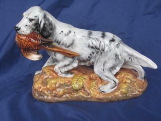 Royal Doulton English Setter Dog W/pheasant Bone China England Hn2529 Signed
