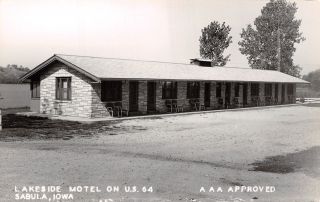 Sabula Iowa Lakeside Motel Us 64 Roadside Ranch Style 1956 Real Photo Postcard