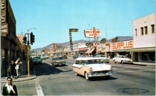 San Fernando,  Ca California Street Scene Western Auto C1950s Cars Postcard