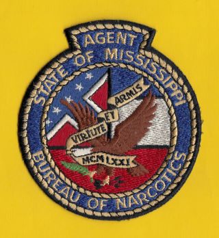 C30 Rare Mississippi Mbi Bureau Of Narcotics Drugs Police Patch Agent Sp Mshp