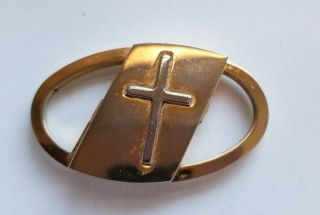 Vintage Gold Tone Religious Key Chain Cross Travel Prayerfully Carefully