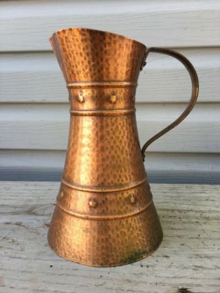 Handarbeit Solid Copper Metal Hammered Art Pitcher Vase Urn Made In Germany