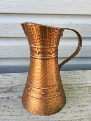 HANDARBEIT Solid COPPER Metal HAMMERED Art Pitcher Vase Urn Made in Germany 3