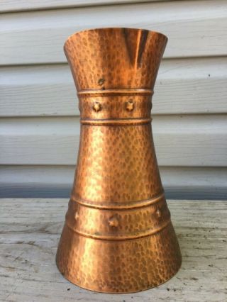 HANDARBEIT Solid COPPER Metal HAMMERED Art Pitcher Vase Urn Made in Germany 4