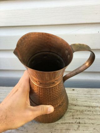 HANDARBEIT Solid COPPER Metal HAMMERED Art Pitcher Vase Urn Made in Germany 7
