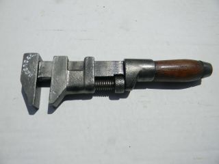 Antique Tractor John Deere 8 Inch Wood Handled Adjustable Monkey Wrench Scarce