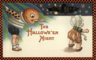 Halloween Jason Freixas Pumpkin Head Man Bat Little Girl Scarce Exc - Cond