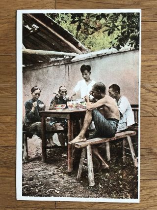 China Old Postcard Mission Berlin Germany Chinese Men Eating South China