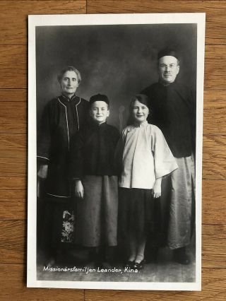 China Old Postcard Mission European Family People Wearing Chinese Clothes