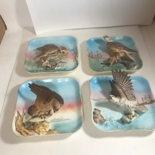 Set Of 4 Vintage Napco Birds Of Prey Wall Plaques